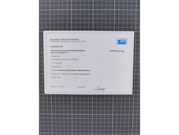 1945/59 (ca.), Bizone und Saarland, Partie mit rund 240 Belegen, interessante Frankaturen, dabei Mi.-Nr 33aBz und 19Az(12) au