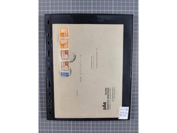 1945/59 (ca.), Bizone und Saarland, Partie mit rund 240 Belegen, interessante Frankaturen, dabei Mi.-Nr 33aBz und 19Az(12) au