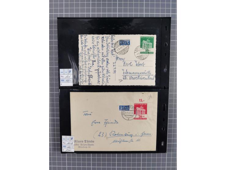 1945/59 (ca.), Bizone und Saarland, Partie mit rund 240 Belegen, interessante Frankaturen, dabei Mi.-Nr 33aBz und 19Az(12) au