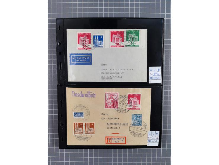 1945/59 (ca.), Bizone und Saarland, Partie mit rund 240 Belegen, interessante Frankaturen, dabei Mi.-Nr 33aBz und 19Az(12) au