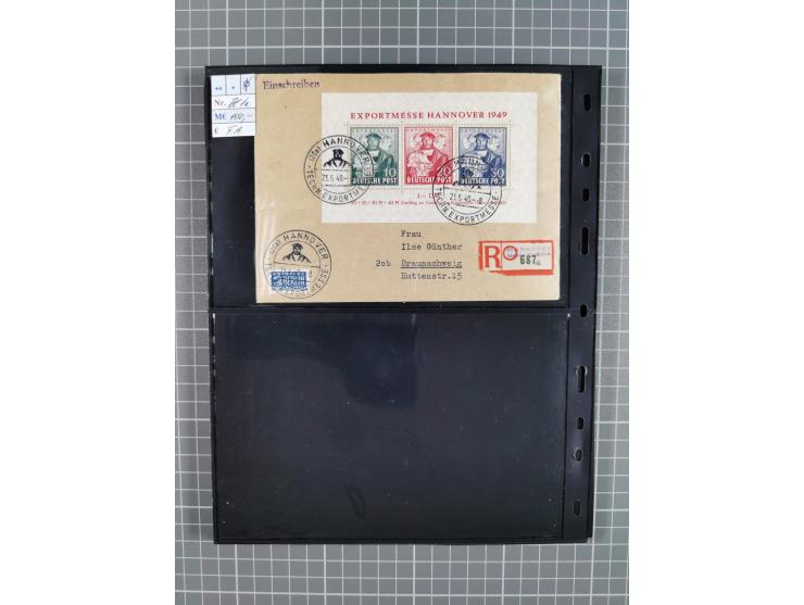 1945/59 (ca.), Bizone und Saarland, Partie mit rund 240 Belegen, interessante Frankaturen, dabei Mi.-Nr 33aBz und 19Az(12) au