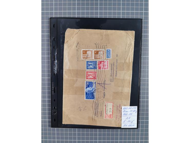 1945/59 (ca.), Bizone und Saarland, Partie mit rund 240 Belegen, interessante Frankaturen, dabei Mi.-Nr 33aBz und 19Az(12) au