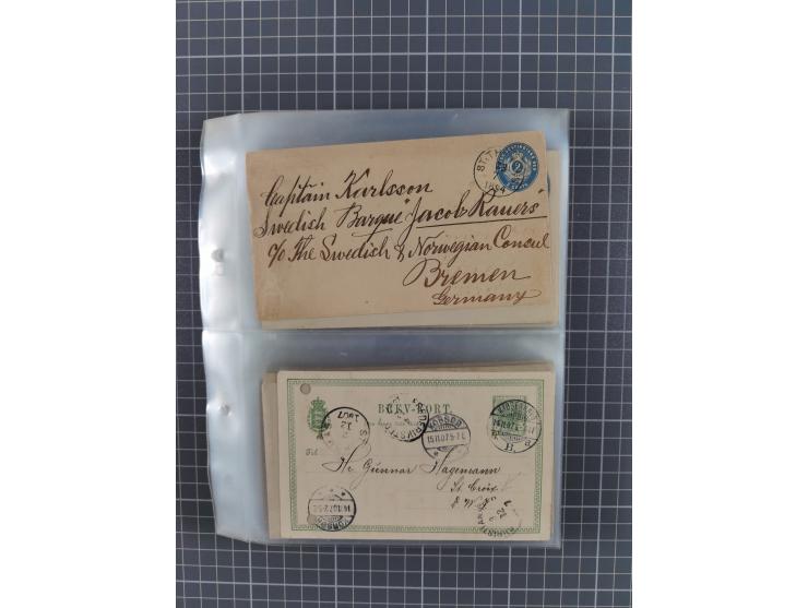 1879/1912, Sammlung mit fast 100 ungebrauchten und gebrauchten Ganzsachen inkl. drei Postkarten/Ganzsachenkarte Deutsches Rei