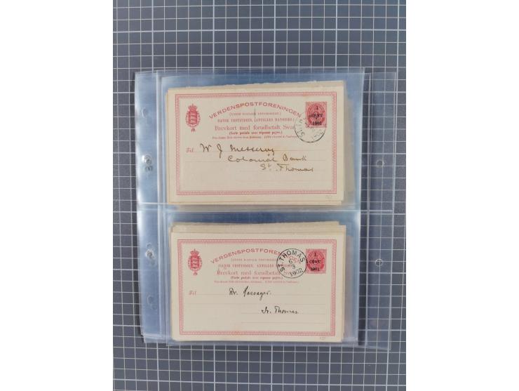 1879/1912, Sammlung mit fast 100 ungebrauchten und gebrauchten Ganzsachen inkl. drei Postkarten/Ganzsachenkarte Deutsches Rei