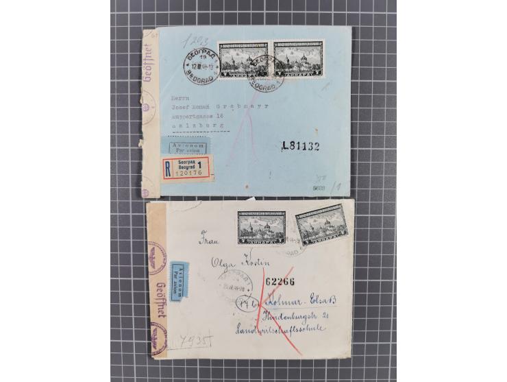 1941/43, kleine Partie von 9 Briefen, dabei Zensuren, Dienstbriefe sowie zweimal Mi.-Nr. 46-49 auf Schmuck-FDC, etwas untersc