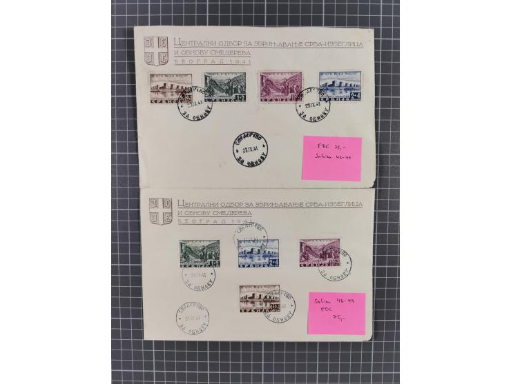 1941/43, kleine Partie von 9 Briefen, dabei Zensuren, Dienstbriefe sowie zweimal Mi.-Nr. 46-49 auf Schmuck-FDC, etwas untersc