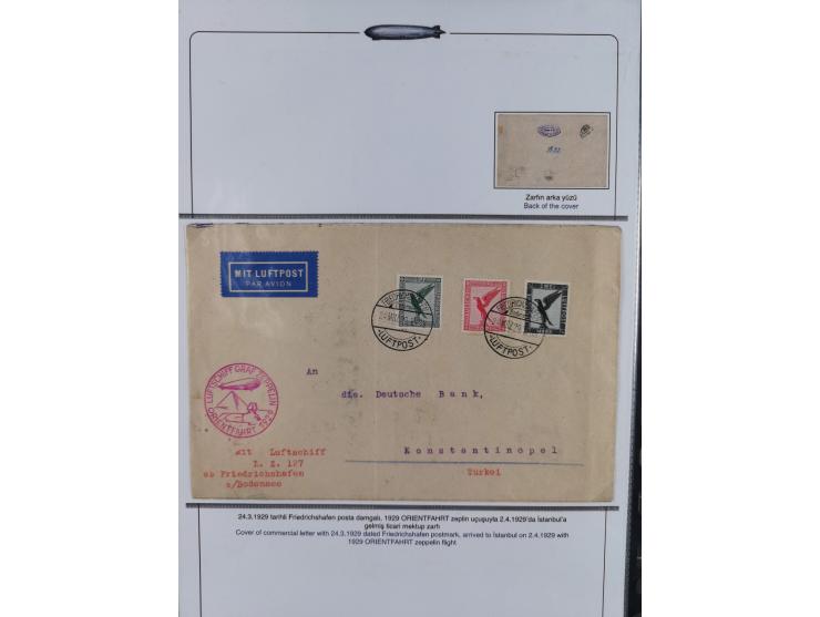 1910/29, Partie mit zwei ungebrauchten Metall bzw. Kupfer-Ansichtskarten “Zeppelin-Luftschiff”, eine bildseitig frankierte An