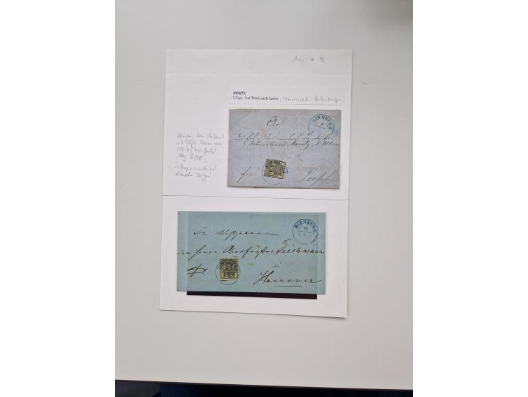 1613/1866 (ca.), Heimatsammlung Nienburg a.d. Weser mit Marken, Briefstücken und rund 80 Briefen, Ganzsachen, Post scheinen, 