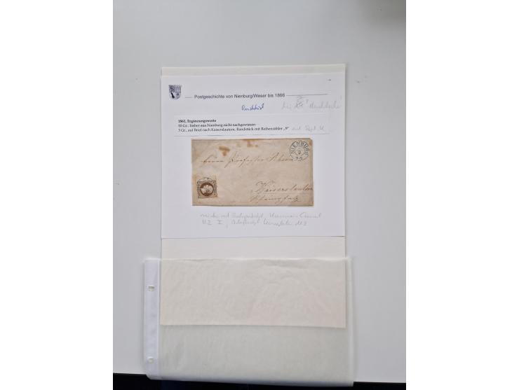 1613/1866 (ca.), Heimatsammlung Nienburg a.d. Weser mit Marken, Briefstücken und rund 80 Briefen, Ganzsachen, Post scheinen, 
