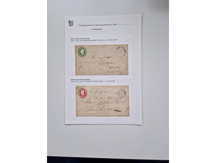 1613/1866 (ca.), Heimatsammlung Nienburg a.d. Weser mit Marken, Briefstücken und rund 80 Briefen, Ganzsachen, Post scheinen, 