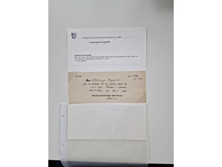 1613/1866 (ca.), Heimatsammlung Nienburg a.d. Weser mit Marken, Briefstücken und rund 80 Briefen, Ganzsachen, Post scheinen, 