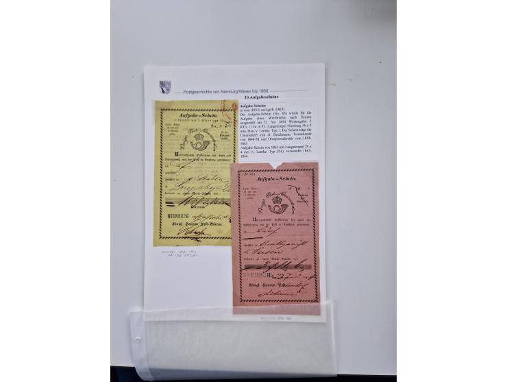 1613/1866 (ca.), Heimatsammlung Nienburg a.d. Weser mit Marken, Briefstücken und rund 80 Briefen, Ganzsachen, Post scheinen, 