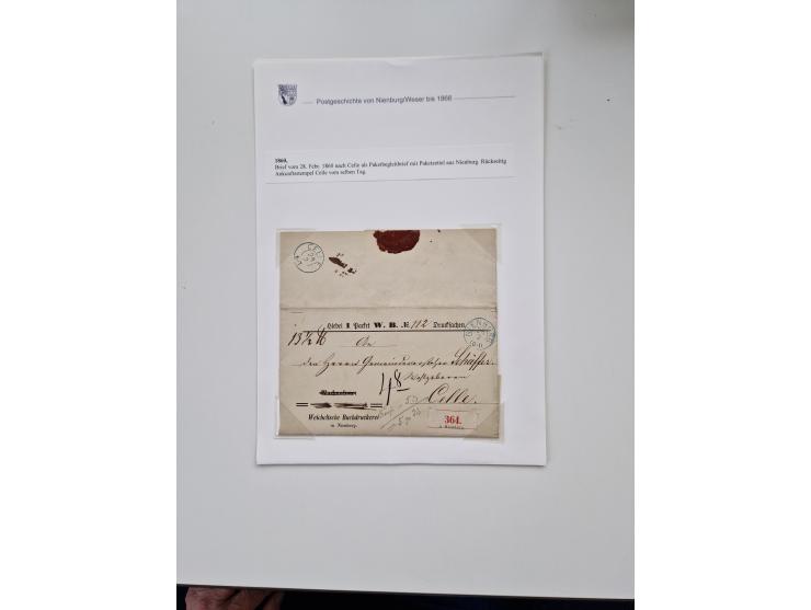 1613/1866 (ca.), Heimatsammlung Nienburg a.d. Weser mit Marken, Briefstücken und rund 80 Briefen, Ganzsachen, Post scheinen, 