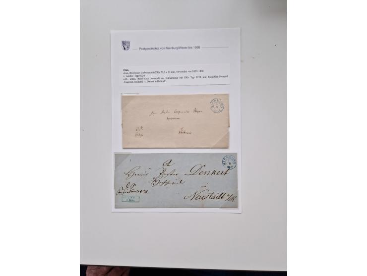 1613/1866 (ca.), Heimatsammlung Nienburg a.d. Weser mit Marken, Briefstücken und rund 80 Briefen, Ganzsachen, Post scheinen, 