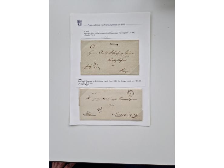 1613/1866 (ca.), Heimatsammlung Nienburg a.d. Weser mit Marken, Briefstücken und rund 80 Briefen, Ganzsachen, Post scheinen, 