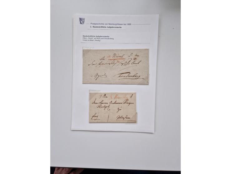 1613/1866 (ca.), Heimatsammlung Nienburg a.d. Weser mit Marken, Briefstücken und rund 80 Briefen, Ganzsachen, Post scheinen, 