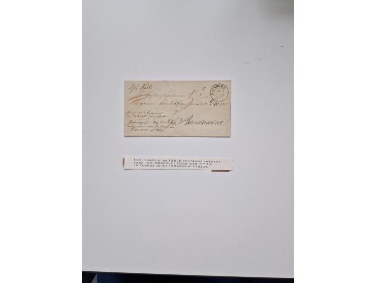 1613/1866 (ca.), Heimatsammlung Nienburg a.d. Weser mit Marken, Briefstücken und rund 80 Briefen, Ganzsachen, Post scheinen, 