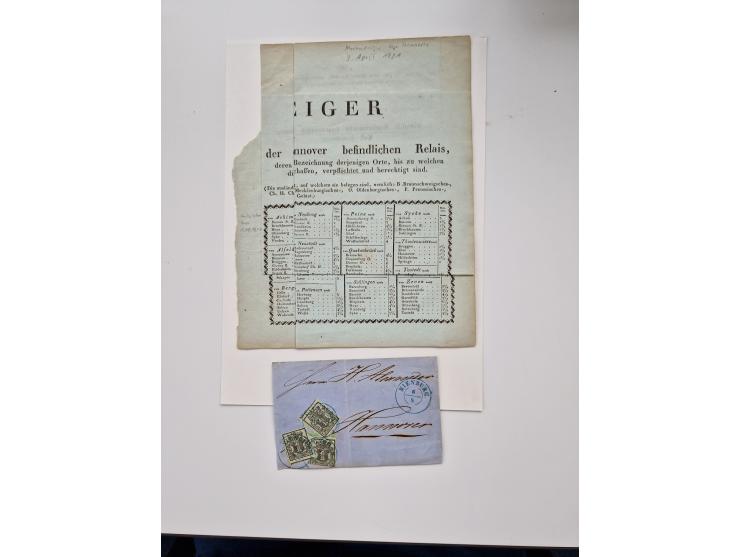 1613/1866 (ca.), Heimatsammlung Nienburg a.d. Weser mit Marken, Briefstücken und rund 80 Briefen, Ganzsachen, Post scheinen, 