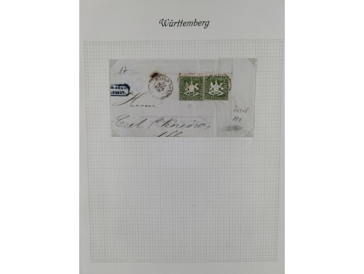 1851/1920, interessante gestempelte Sammlung mit 27 Briefen, dabei “MERGENTHEIM” L2 klar auf 1851 6 Kr. auf Brief nach Würzbu