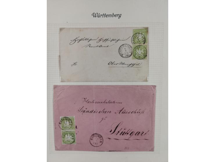 1851/1920, interessante gestempelte Sammlung mit 27 Briefen, dabei “MERGENTHEIM” L2 klar auf 1851 6 Kr. auf Brief nach Würzbu
