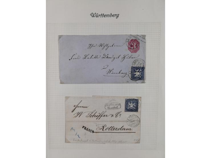 1851/1920, interessante gestempelte Sammlung mit 27 Briefen, dabei “MERGENTHEIM” L2 klar auf 1851 6 Kr. auf Brief nach Würzbu
