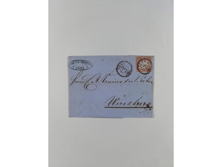1851/1920, interessante gestempelte Sammlung mit 27 Briefen, dabei “MERGENTHEIM” L2 klar auf 1851 6 Kr. auf Brief nach Würzbu