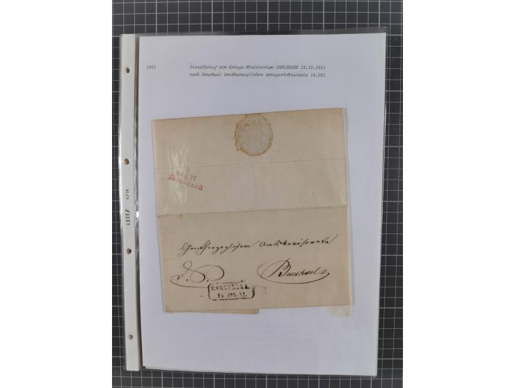 1745/1882, Bruchsal, Sammlung von ca. 160 markenlosen Belegen mit meist Vorphila und nur wenige spätere Dienstbriefe, u.a. ad