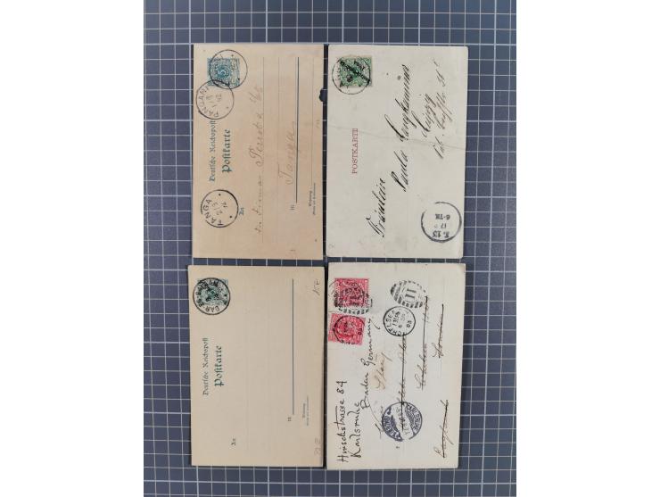 1893/1915, Partie von ca. 130 Belegen, meist Ganzsachenkarten und Ansichtskarten gebraucht/ungebraucht, teils Beförderungsspu