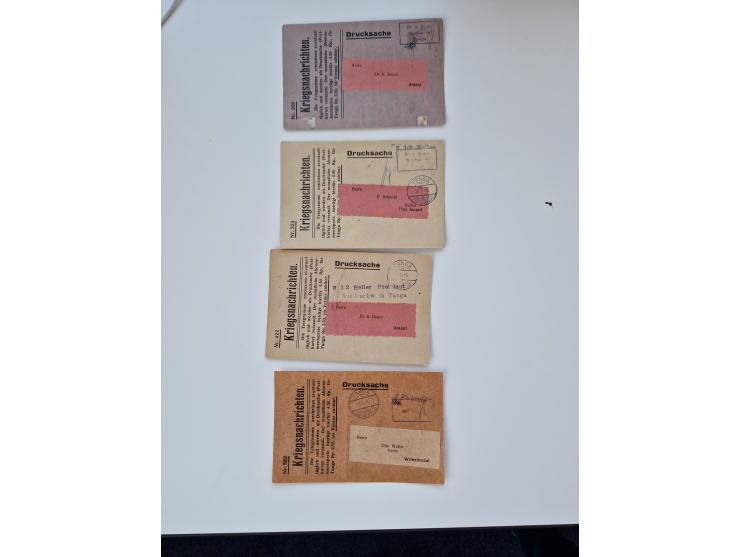 1914/1916, “Kriegsnachrichten”, Sammlung von 172 Drucksachenkarten ab Tanga mit Berichten zu den aktuellen Kriegsereignissen,
