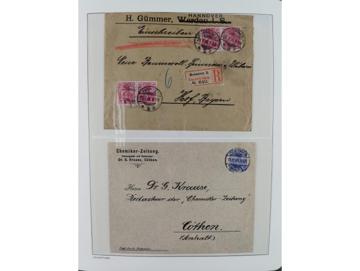1900/1922, Sammlung von 75 Briefen und Karten mit Einzel-, Mehrfach- und Mischfrankaturen, Verwendungsformen Einschreiben, Ei