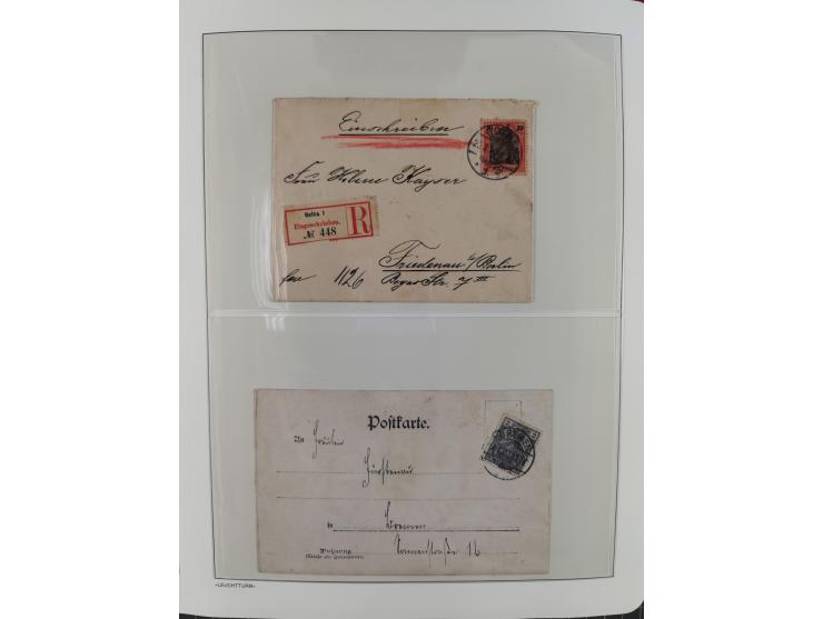 1900/1922, Sammlung von 75 Briefen und Karten mit Einzel-, Mehrfach- und Mischfrankaturen, Verwendungsformen Einschreiben, Ei