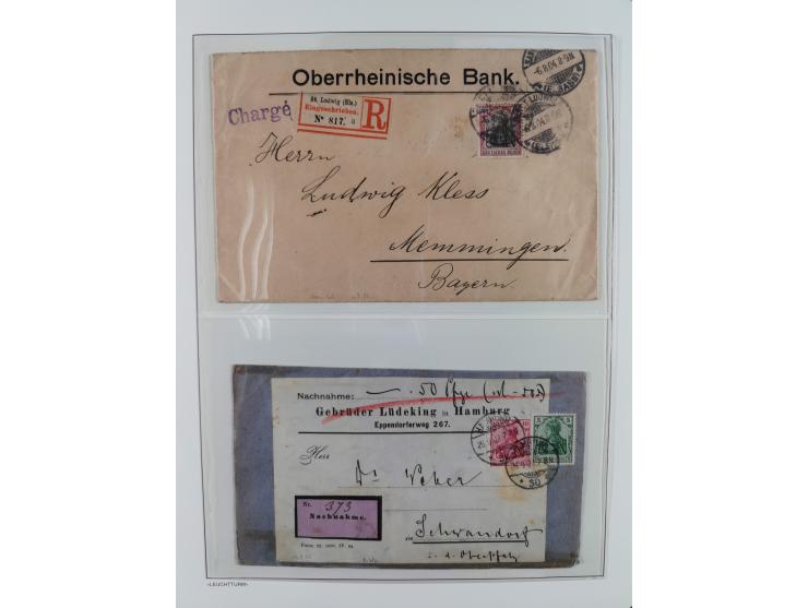 1900/1922, Sammlung von 75 Briefen und Karten mit Einzel-, Mehrfach- und Mischfrankaturen, Verwendungsformen Einschreiben, Ei