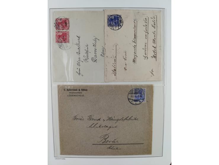 1900/1922, Sammlung von 75 Briefen und Karten mit Einzel-, Mehrfach- und Mischfrankaturen, Verwendungsformen Einschreiben, Ei