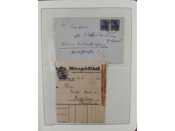 1900/1922, Sammlung von 75 Briefen und Karten mit Einzel-, Mehrfach- und Mischfrankaturen, Verwendungsformen Einschreiben, Ei
