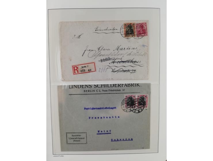 1900/1922, Sammlung von 75 Briefen und Karten mit Einzel-, Mehrfach- und Mischfrankaturen, Verwendungsformen Einschreiben, Ei