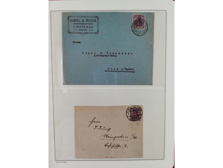 1900/1922, Sammlung von 75 Briefen und Karten mit Einzel-, Mehrfach- und Mischfrankaturen, Verwendungsformen Einschreiben, Ei