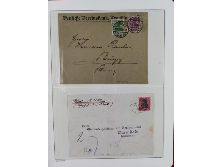 1900/1922, Sammlung von 75 Briefen und Karten mit Einzel-, Mehrfach- und Mischfrankaturen, Verwendungsformen Einschreiben, Ei