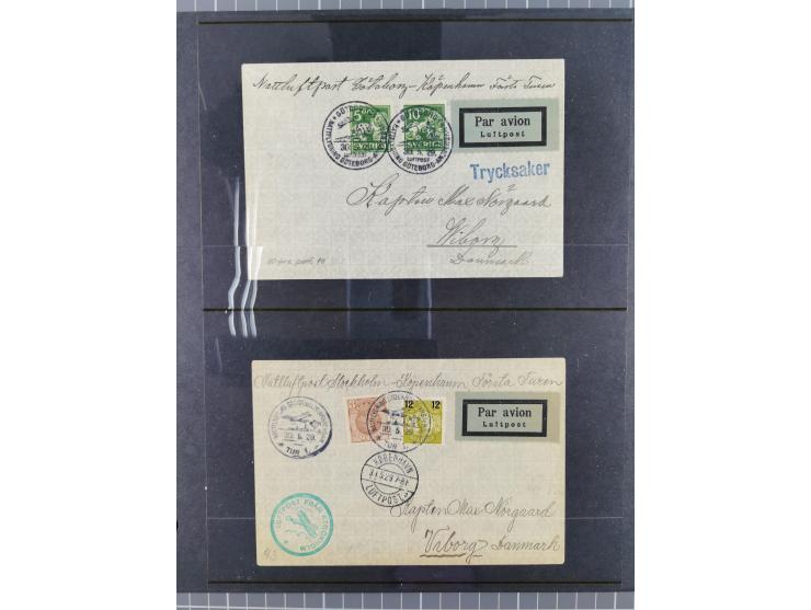 Schweden: 1929/45, kleine Sammlung mit 21 Luftpost-Briefen und Karten, dabei Bedarfspost, R-Briefe, Erstflüge und weiteren Be