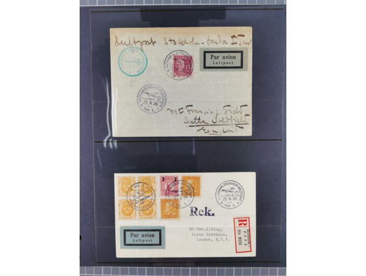 Schweden: 1929/45, kleine Sammlung mit 21 Luftpost-Briefen und Karten, dabei Bedarfspost, R-Briefe, Erstflüge und weiteren Be