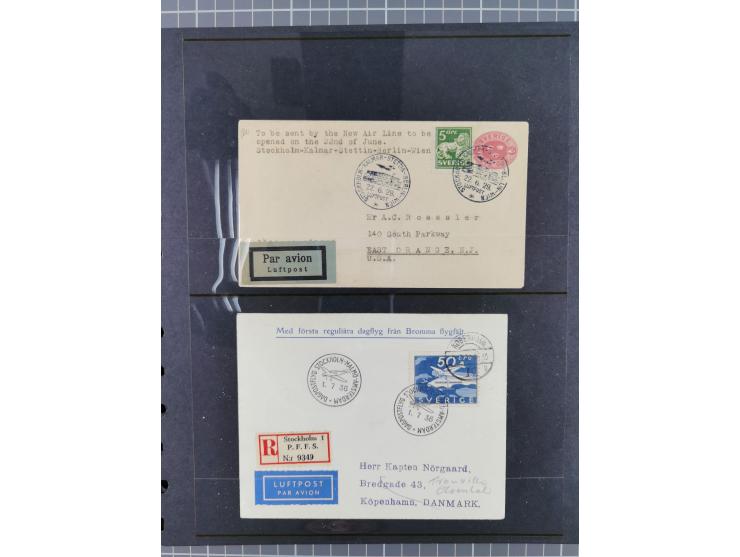 Schweden: 1929/45, kleine Sammlung mit 21 Luftpost-Briefen und Karten, dabei Bedarfspost, R-Briefe, Erstflüge und weiteren Be