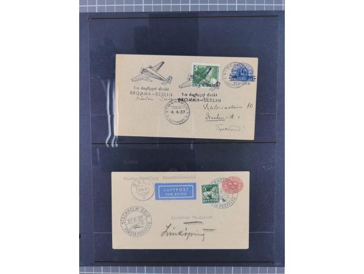 Schweden: 1929/45, kleine Sammlung mit 21 Luftpost-Briefen und Karten, dabei Bedarfspost, R-Briefe, Erstflüge und weiteren Be