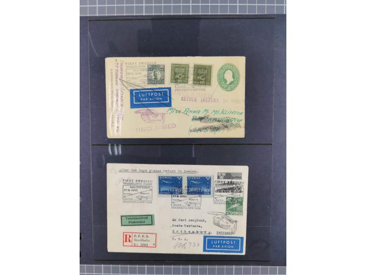 Schweden: 1929/45, kleine Sammlung mit 21 Luftpost-Briefen und Karten, dabei Bedarfspost, R-Briefe, Erstflüge und weiteren Be