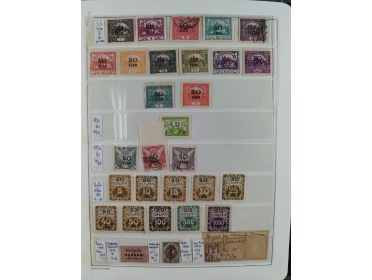 1920, postfrische/ungebrauchte und gestempelte Sammlung der Gebiete Oberschlesien, Marienwerder, Allenstein und Schleswig, da