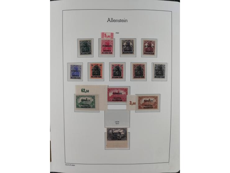 1920, postfrische/ungebrauchte und gestempelte Sammlung der Gebiete Oberschlesien, Marienwerder, Allenstein und Schleswig, da