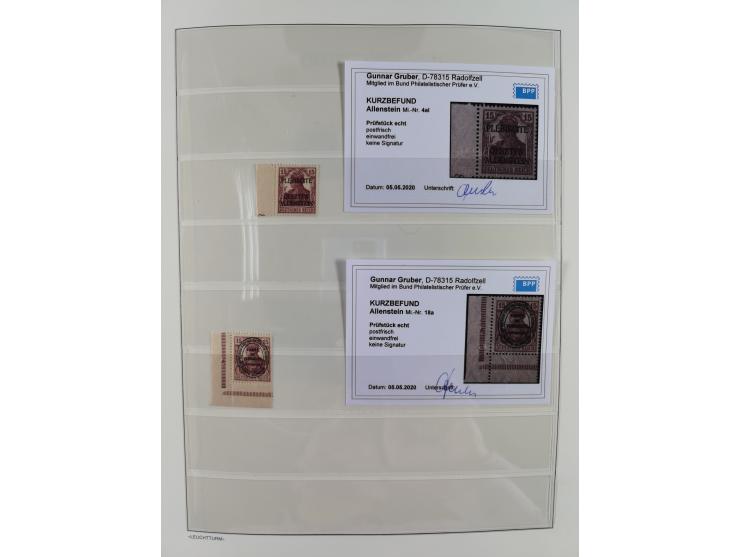 1920, postfrische/ungebrauchte und gestempelte Sammlung der Gebiete Oberschlesien, Marienwerder, Allenstein und Schleswig, da