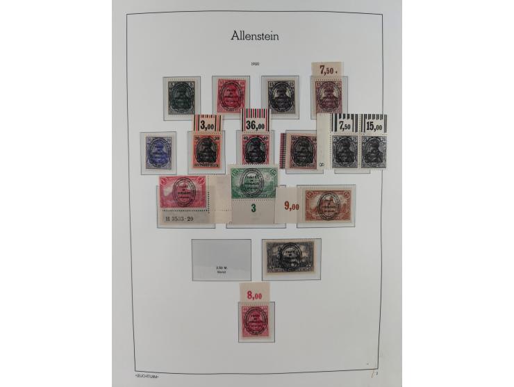 1920, postfrische/ungebrauchte und gestempelte Sammlung der Gebiete Oberschlesien, Marienwerder, Allenstein und Schleswig, da