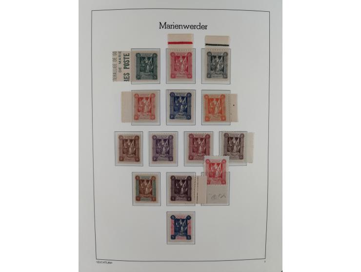 1920, postfrische/ungebrauchte und gestempelte Sammlung der Gebiete Oberschlesien, Marienwerder, Allenstein und Schleswig, da