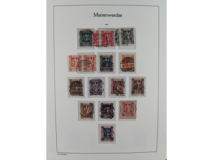 1920, postfrische/ungebrauchte und gestempelte Sammlung der Gebiete Oberschlesien, Marienwerder, Allenstein und Schleswig, da