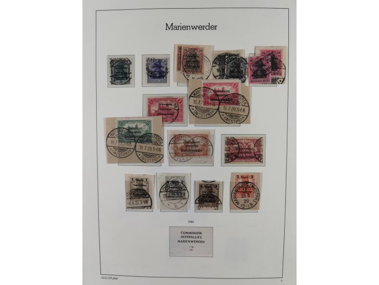 1920, postfrische/ungebrauchte und gestempelte Sammlung der Gebiete Oberschlesien, Marienwerder, Allenstein und Schleswig, da