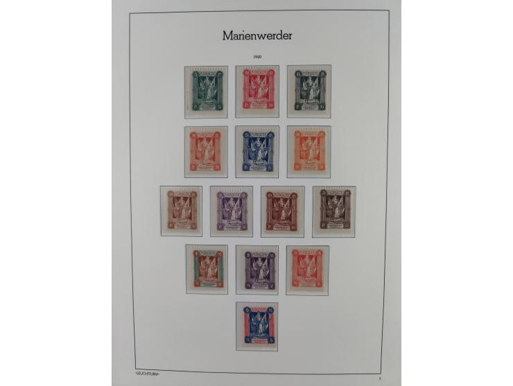 1920, postfrische/ungebrauchte und gestempelte Sammlung der Gebiete Oberschlesien, Marienwerder, Allenstein und Schleswig, da